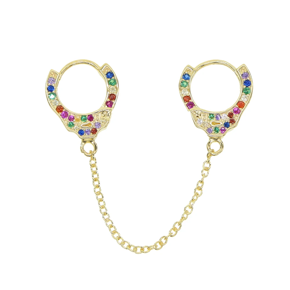 2021 Summer New Fashion Colorful Jewelry Authentic 925 Sterling Silver Handcuff Long Chain Earring For Women Charm Rainbow Gifts | Украшения
