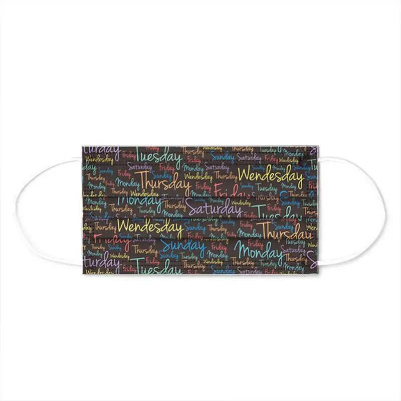 

10Pcs Printed Pattern 3 Layers Disposable Mouth Mask Melt-Blown Non-Woven Earloo For Halloween Christmas