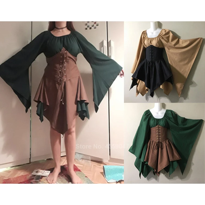 Женское платье средневековой длины в стиле ретро сказочное эльфа для косплея