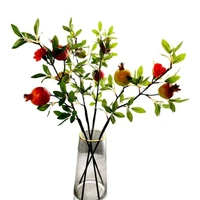 6pcs fake single stem pomegranate 23 length greenred color simulation berry for wedding home decorative artificial plants