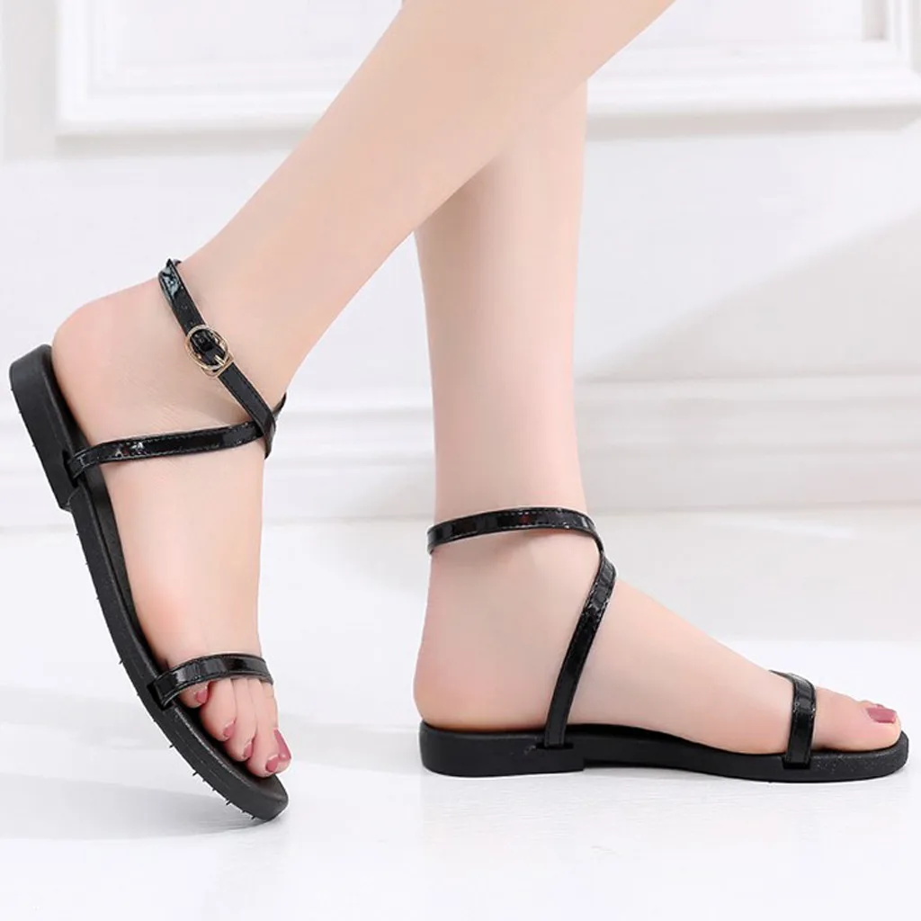 Женские летние сандалии на плоской подошве модная женская обувь с открытым