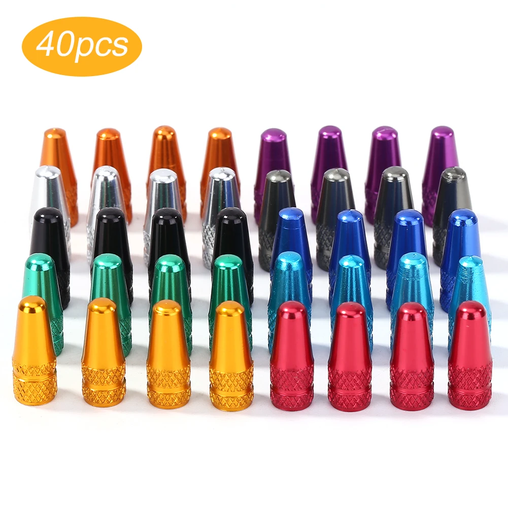 

40pcs Colorful Aluminum Alloy Bike Valve Caps Lightweight Durable Bicycle Wheel Tyre Tire French Valve Dust-proof Covers
