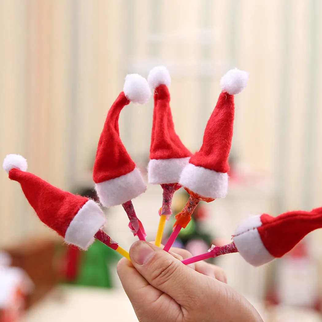 

40pcs Christmas Decoration Mini Claus Hats 4*7cm Hat Lollipop Santa Claus Cap Wrap Xmas Party Natale Boże Narodzenie