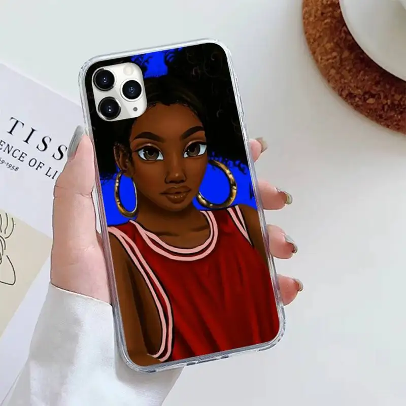 

African Afro Melanin Poppin Black Girl Custom Phone Cases For iphone 12 5 5s 5c se 6 6s 7 8 plus x xs xr 11 pro max