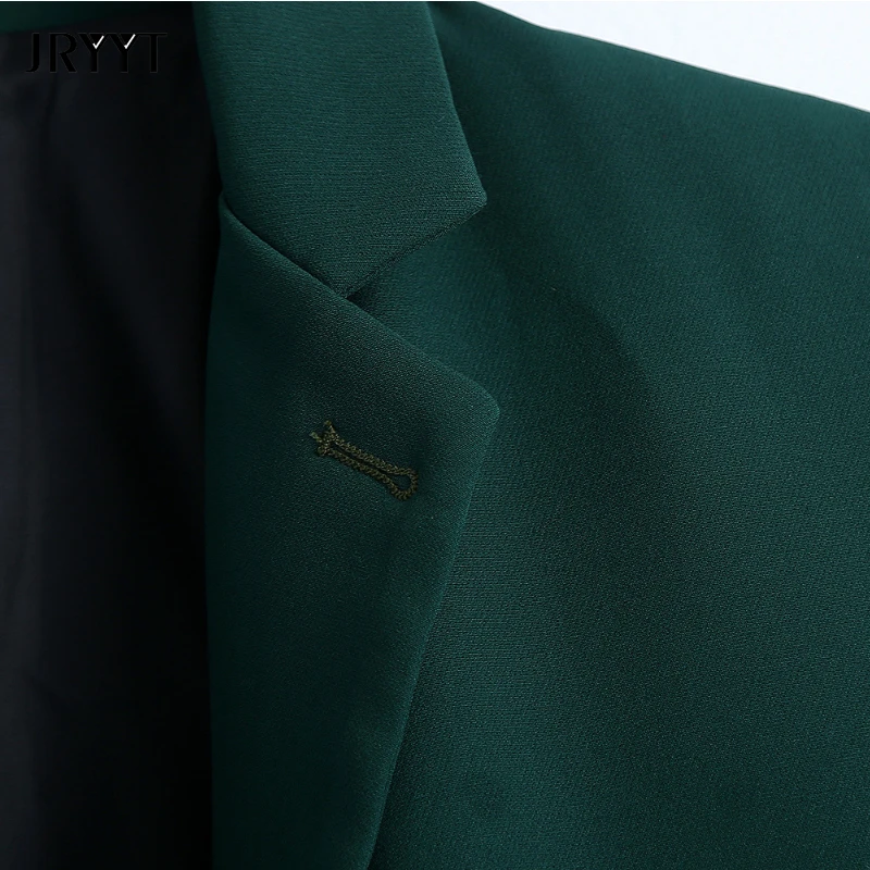 

Women's Casual Loose Pocket Green Jacket Long Sleeve Single-Button Solid Suit Blazer Office Ladies Autumn
