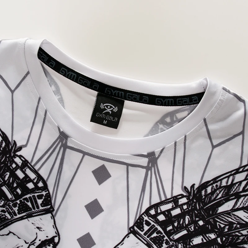 Компрессия мышц для мужчин Плотная кожа рубашка с длинными рукавами 3D принты