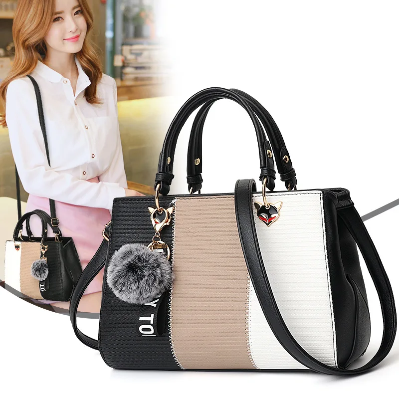 2020 ins Ladies Messenger bags Hairball Ornaments Totes Patchwork Handbag large capacity Crossbody Shoulder Bags Women Handbags | Багаж и