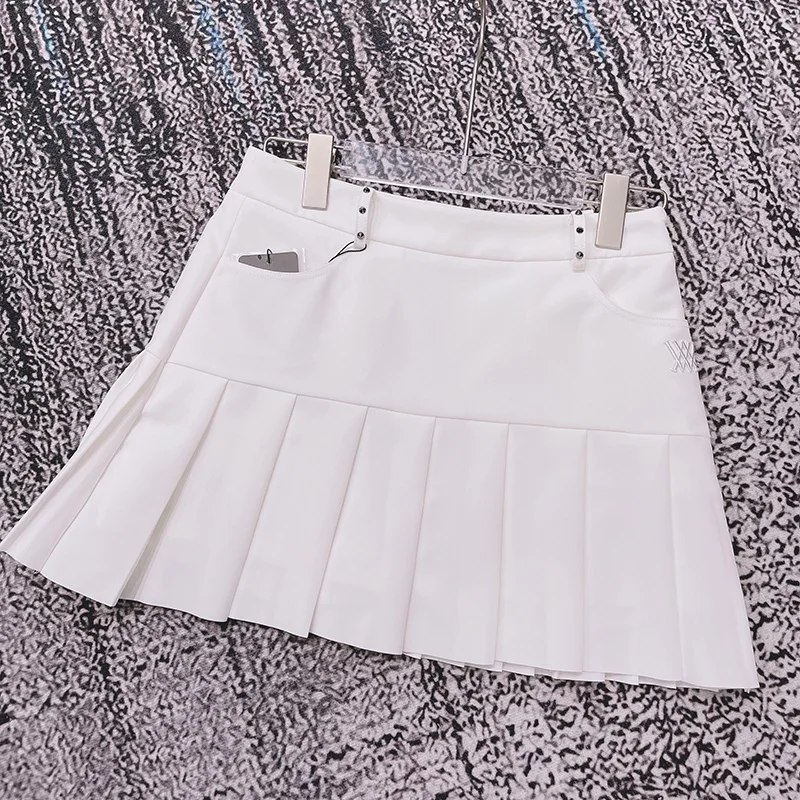 

Women Golf Skirt A-New Pleated Skirt Autumn 2021 Fshion Ladies Shorts Skirt Rivet design Three-dimensional embroidery logo