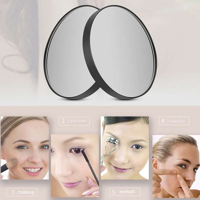 

10X Makeup Mirror Home Single Sided Magnifying Bathroom Space Saving Portable Mini Car Suction Cup Round Lightweight