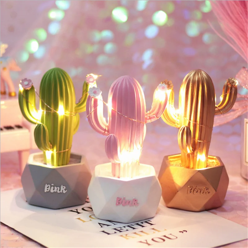 

Hot Sale Nordic Wind Lovely Cactus Night Light Creative Dream Star Lights Bedroom Desk lamp Gifts for Girls Dropshiping