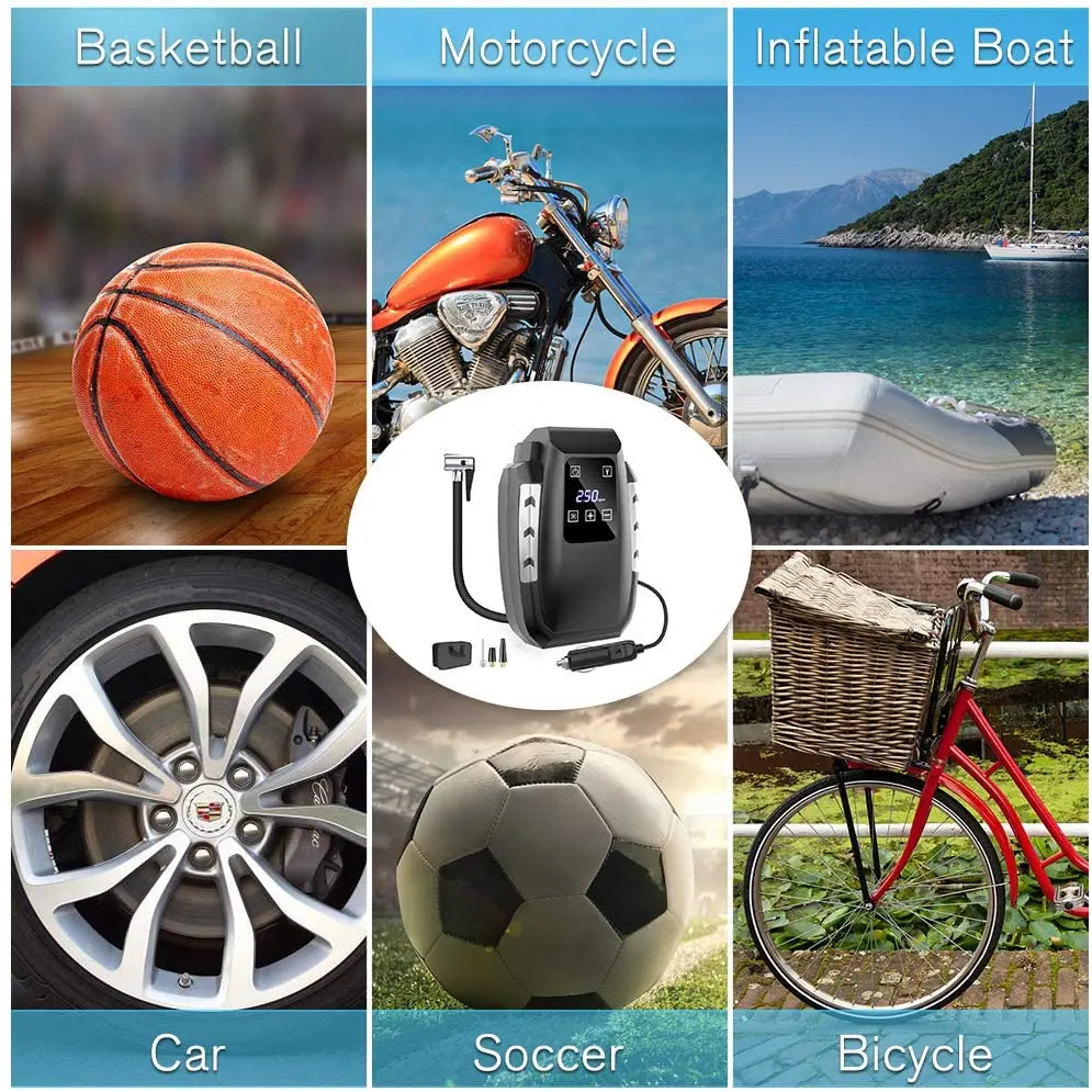 Автомобильный надувной воздушный компрессор сенсорный цифровой насос 12 в 120 Вт
