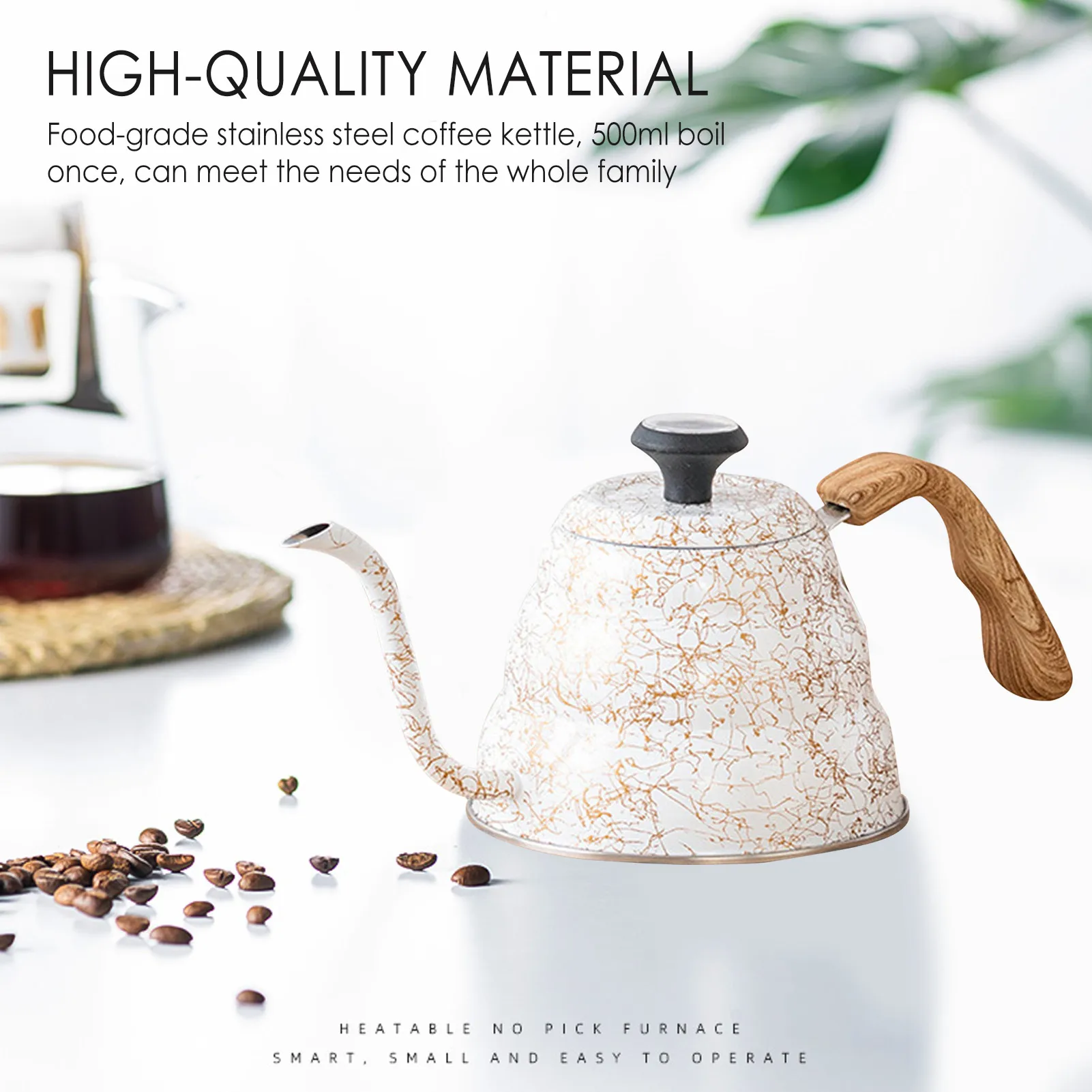 

Stainless Steel Tea Coffee Kettle with Thermometer Gooseneck Thin Spout for Pour Over Coffee Pot Works on Stovetop