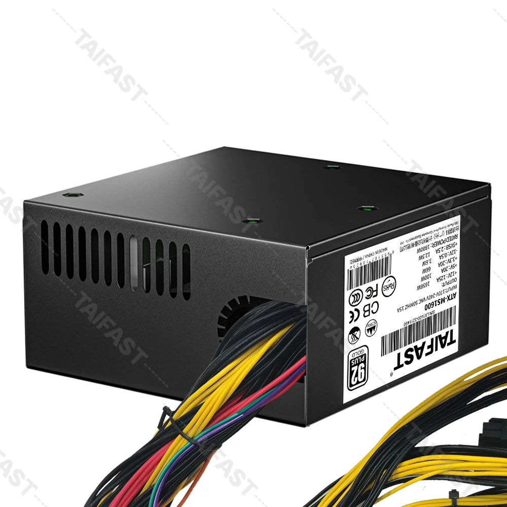 Высокоэффективный блок питания Taifast Bitcorn ATX 1600 Вт для майнинга 92PLUS золотой
