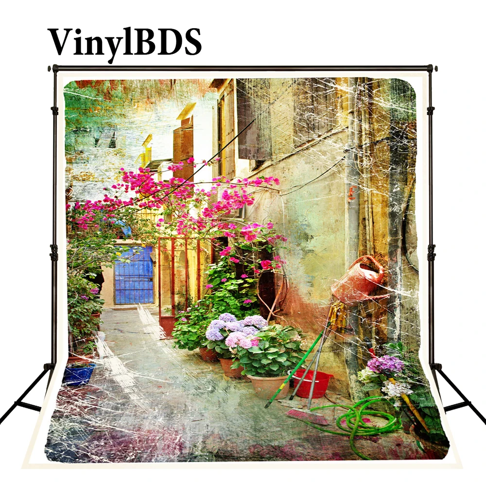 Винтажный свадебный фон VinylBDS с цветами городской для фотосъемки