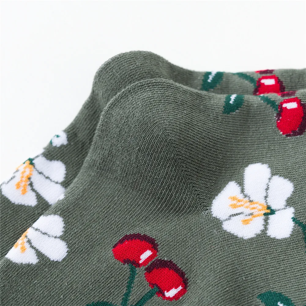 Женские носки из 100% хлопка Забавные милые Мультяшные с фруктами вишней ананас