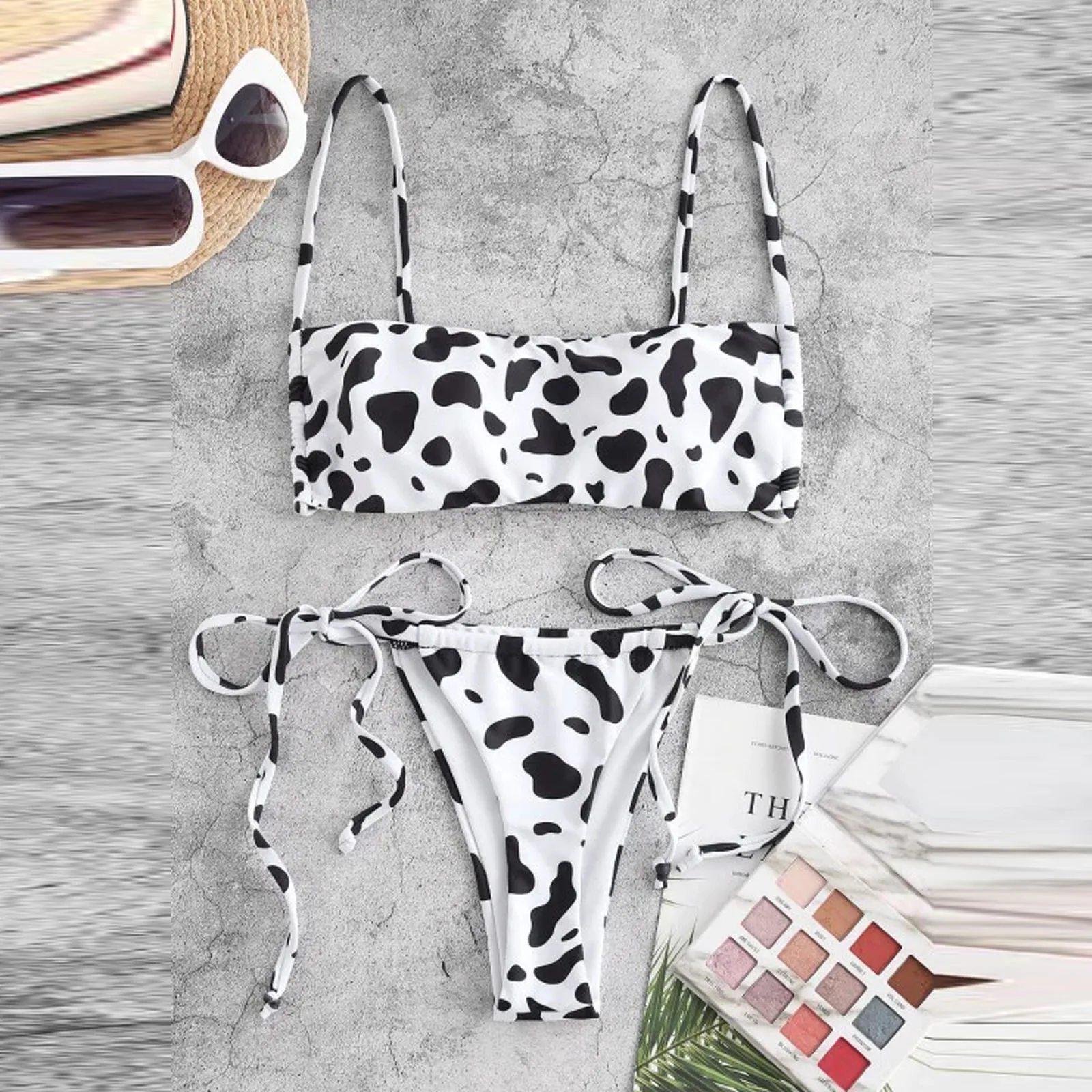 

2021 New Cow Print Low Waist Bikinis Swimwear Women High Leg Bikini Set Swimsuits Spring Summer Female Swimming Suit Beachwear