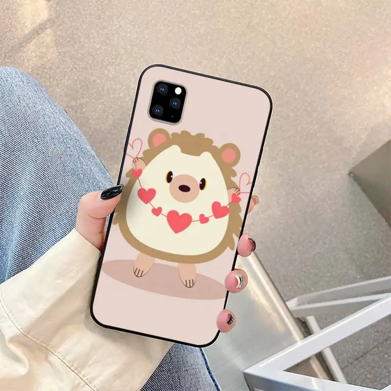 

Kawaii Hedgehog Heart Phone Case for iphone 6s 7 8 plus xr xs 11 12pro max mini Silicone Fundas Coque