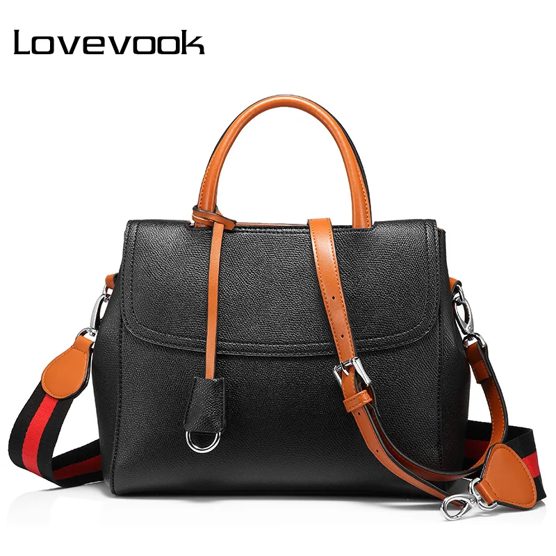 Женская сумка на плечо LOVEVOOK, классическая сумка с ручкой сверху, сумка через плечо с полосатым широким ремешком, из искусственной кожи