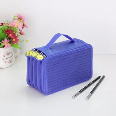 4 Layers Blue Оксфорд школьный пенал Чехол Kawaii/36/48/72 Отверстия штраф Карандаш Чехол большой мешок ручки коробка мульти детские многофункциональные Канцтовары чехол - Цвет: 4 Layers Blue