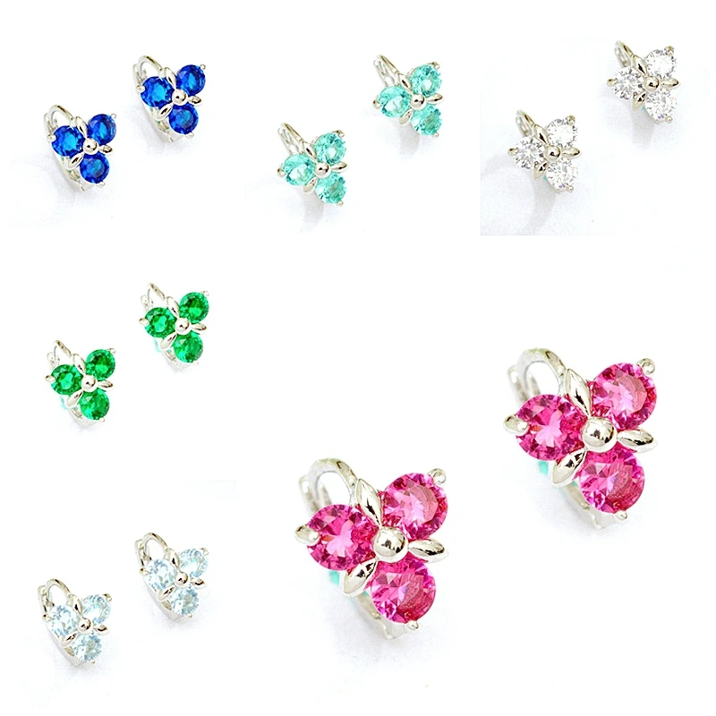 Серьги кольца с тремя лепестками для девочек белые и золотые серьги обручи