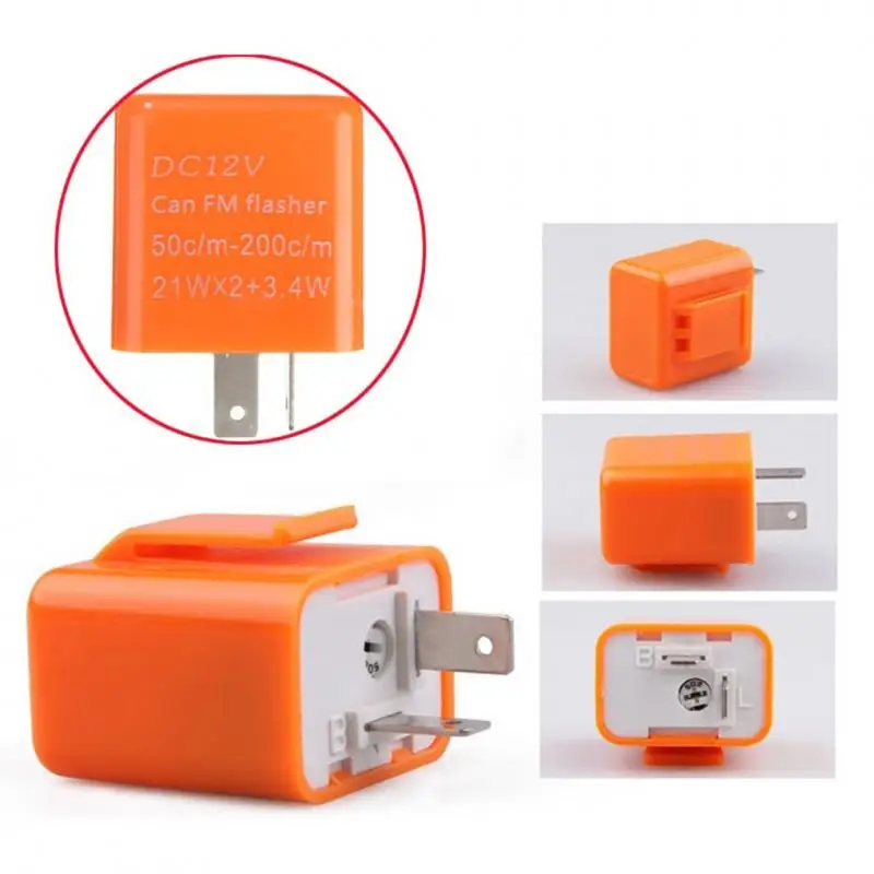 

12V 2 Pin LED Flasher Frequency Relay Turn Signal Indicator Motorcycle Fix Motorcycle Flasher Multiple Protection Safe Orange