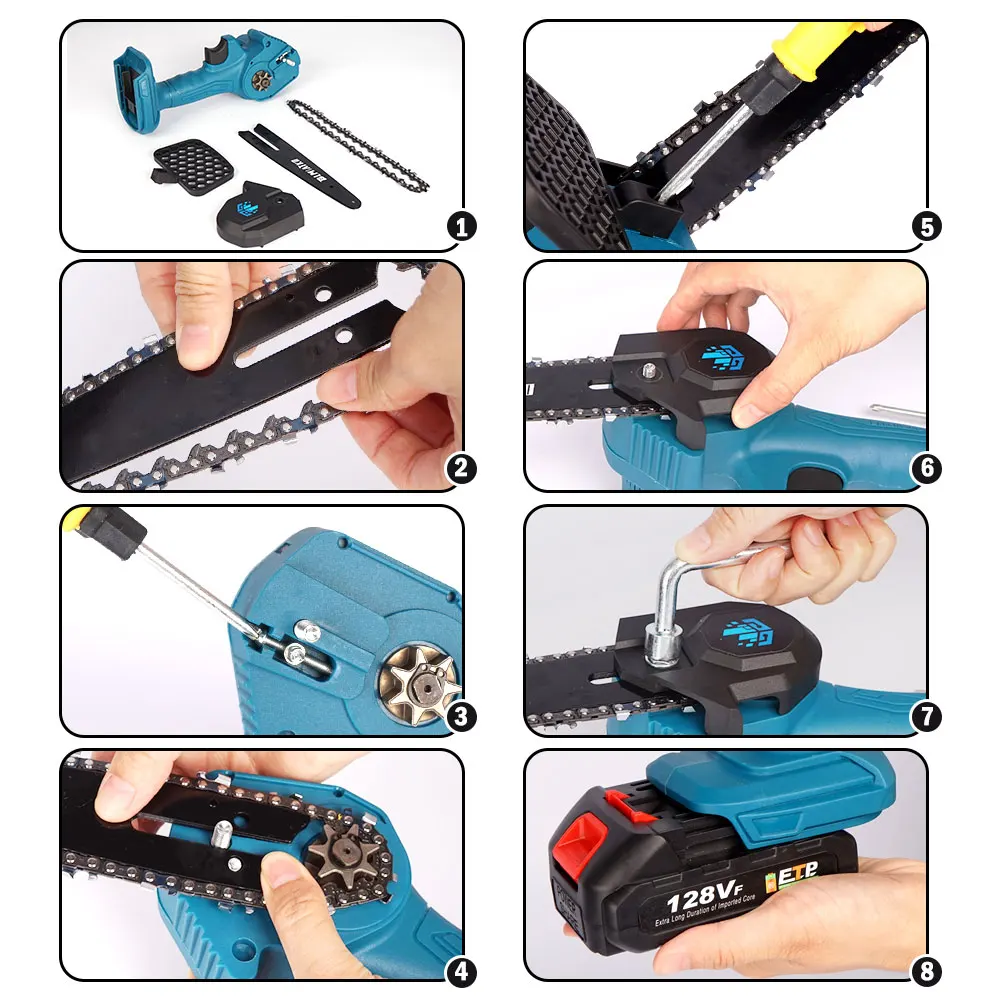 

1000W 18V BatteryPortable Mini Electric Chainsaw Power Electric Pruning Saw For Woodworking Garden Tool For Makita power tools