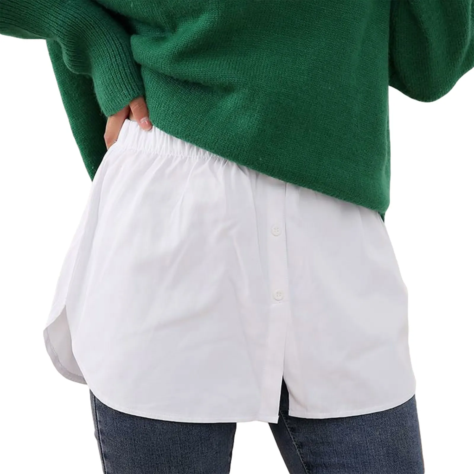 

Unisex Hoodie Hem Skirt High-Waist Half-Dress Side Split Casual Sweatshirt Accessories Adding Layers