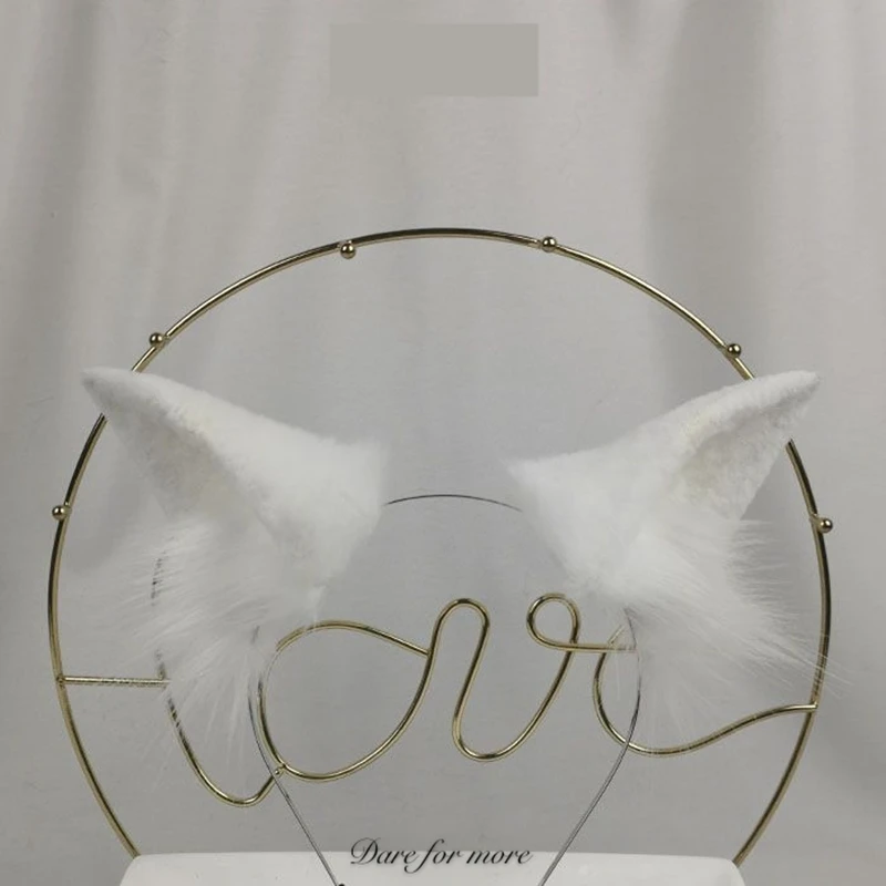 Новый ручной работы белый Кот Лиса уши складной стиль обруч для волос повязка на