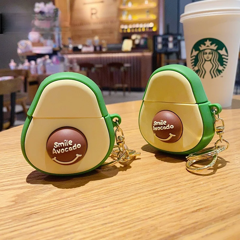 Creative Fashion Avocado AirPods Earphone Case Keychain   Personality Trend Charm Keychain   Ladies Bags Mobile Phone Keychain