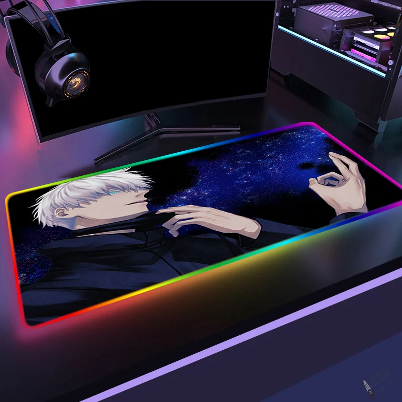 

Коврик для мыши Аниме juютсу Kaisen, игровой компьютерный коврик Xxl Rgb для клавиатуры, милые аксессуары для игр, Настольный коврик Varmilo