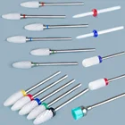 Керамические фрезы для маникюрного аппарата, набор фрез для ногтей, корундовые фрезы, фрезы для ногтей, педикюрных насадок, насадки, наждачный колпачок