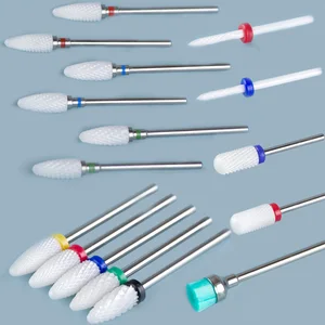 Керамические фрезы для маникюрного аппарата, набор фрез для ногтей, корундовые фрезы, фрезы для ногтей, педикюрных насадок, насадки, наждачный колпачок