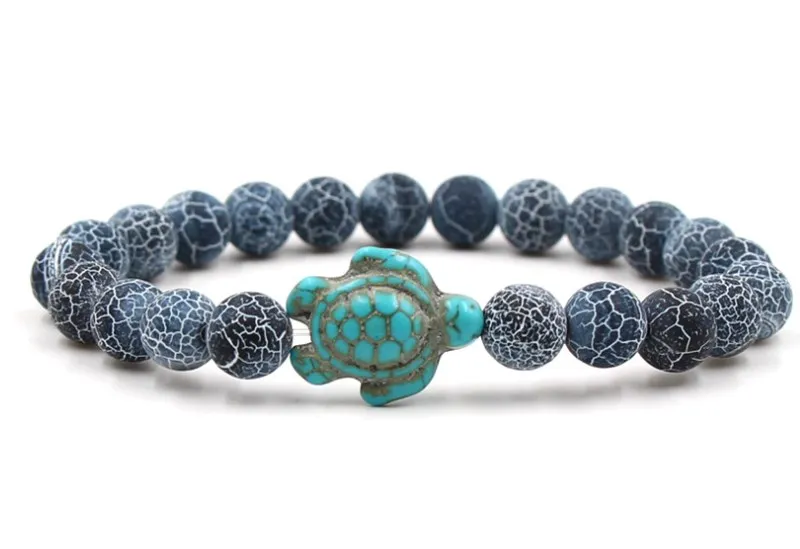 8 мм rg42 черный выветривающий Агат браслеты из бисера Бирюзовая черепаха Будда