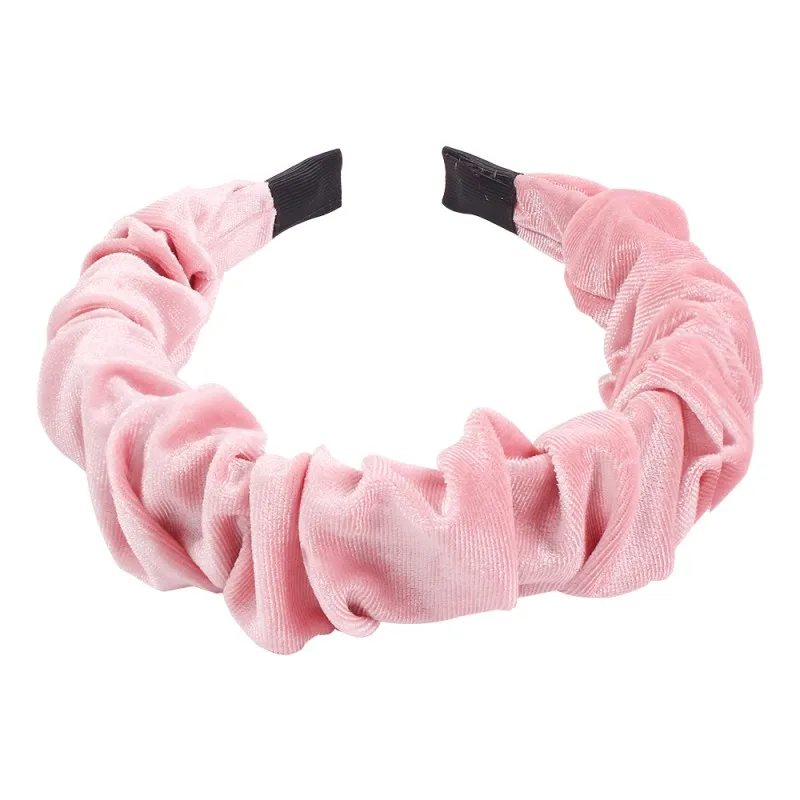 pink Женская элегантная бархатная повязка на голову зимняя модная повязка на волосы "тюрбан" простые однотонные винтажные аксессуары для волос Новые поступления F11831 - Окраска металла: pink