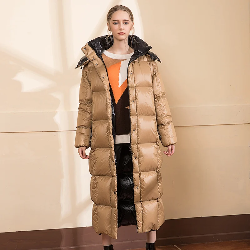 Женское пуховое пальто с капюшоном зимние теплые парки из хлопка большие размеры