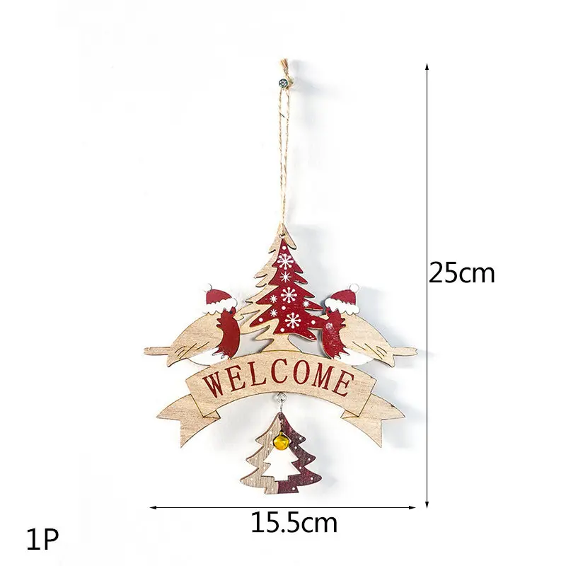 Multi Style Christmas Wooden Pendant Creative Wood Craft Ornaments DIY Chriatmas Tree Hanging Decoration Xmas Gift Supplies - Цвет: 1P-409-B01