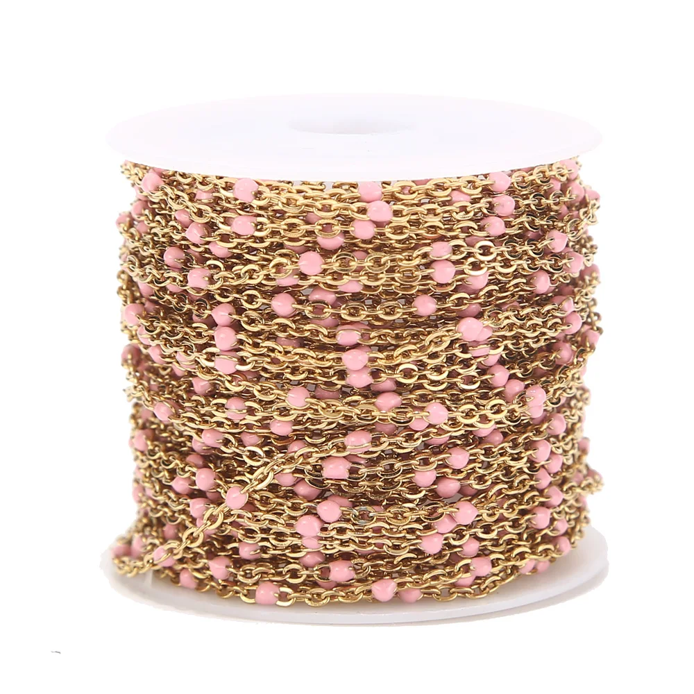 1 Meter 2mm Width Wire Wrapped Golden Plated Stainless Steel Links Chains Enamel Dainty Beads Necklace Making Chain Findings