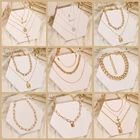 Женское многослойное ожерелье VKME в стиле ретро, золотая цепочка с подвеской-монеткой и круглым кулоном, серебряное ожерелье-чокер, ювелирные изделия 2021