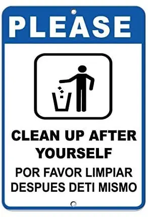 

Vintage Look Reprodution Metal Sign 8" x 12" Please Clean Up After Yourself Retro Metal Tin Metal Sign Wall Decor