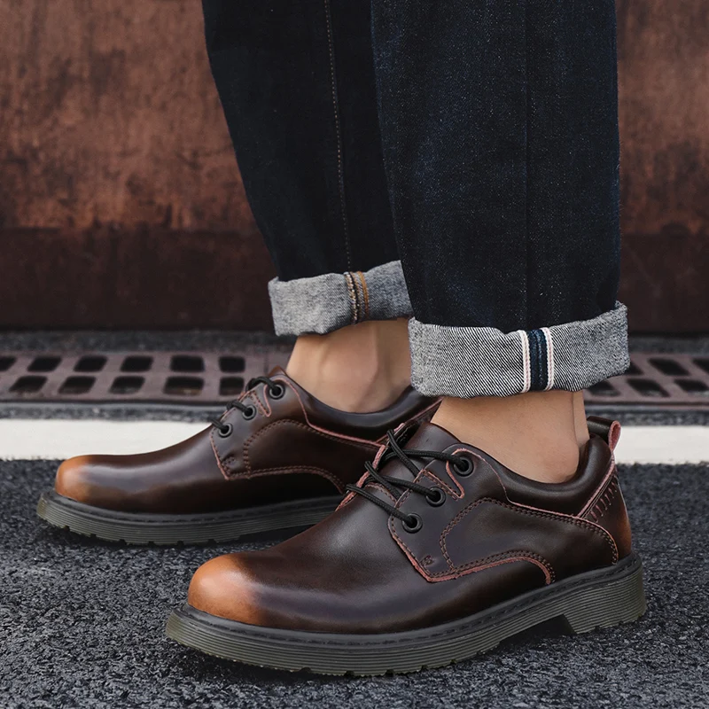 

Mens oxfords Shoes fashion Casual Men's Leather Shoes Men Lace-up Genuine Leather Shoes Men British Leather Shoes Martin Shoes