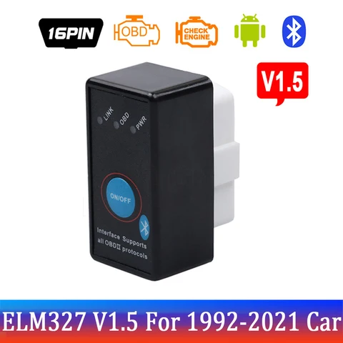 Автомобильный диагностический инструмент Elm327 Bluetooth OBD2 V1.5 Elm 327 в 1,5 OBD 2, сканер Mini Elm-327, адаптер OBDII