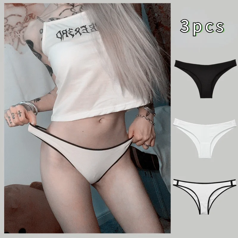 

3PCS simple sexy cotton half hip underwear women's bikini fitness sports comfortable women's underwear tl003