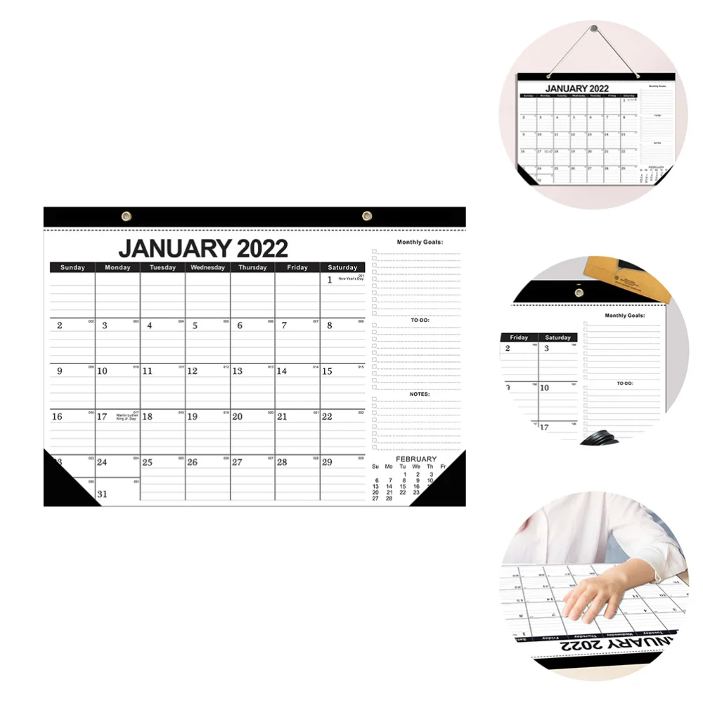 

1Pc 2022 Holiday Calendar Wall Calendar Note-taking Hanging Calendar (White)