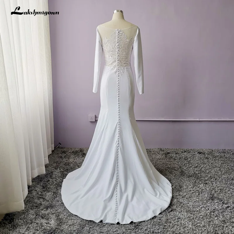 Lakshmigown белое свадебное платье Русалка свадебное с длинными рукавами платье Vestido De Noiva развертки/щетка пышное свадебное платье со шлейфом - Цвет: Белый