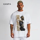 Футболка мужская хлопковая черная с графическим принтом викингов, топ с коротким рукавом для воркаута, уличная одежда для воркаута, большие размеры, на лето