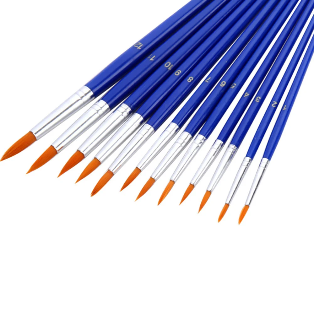 

12PCS Professional Paint Brushes Set Watercolor Painting Brushes Blue Handle Oil Painting Brushes Painting Kit for Stude