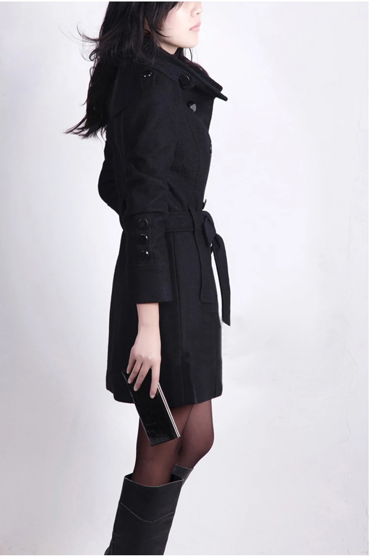 

Women 2021 Ladies Autumn And Winter Manteau Femme Overcoat Cotton Mixing High Quality Coats Black