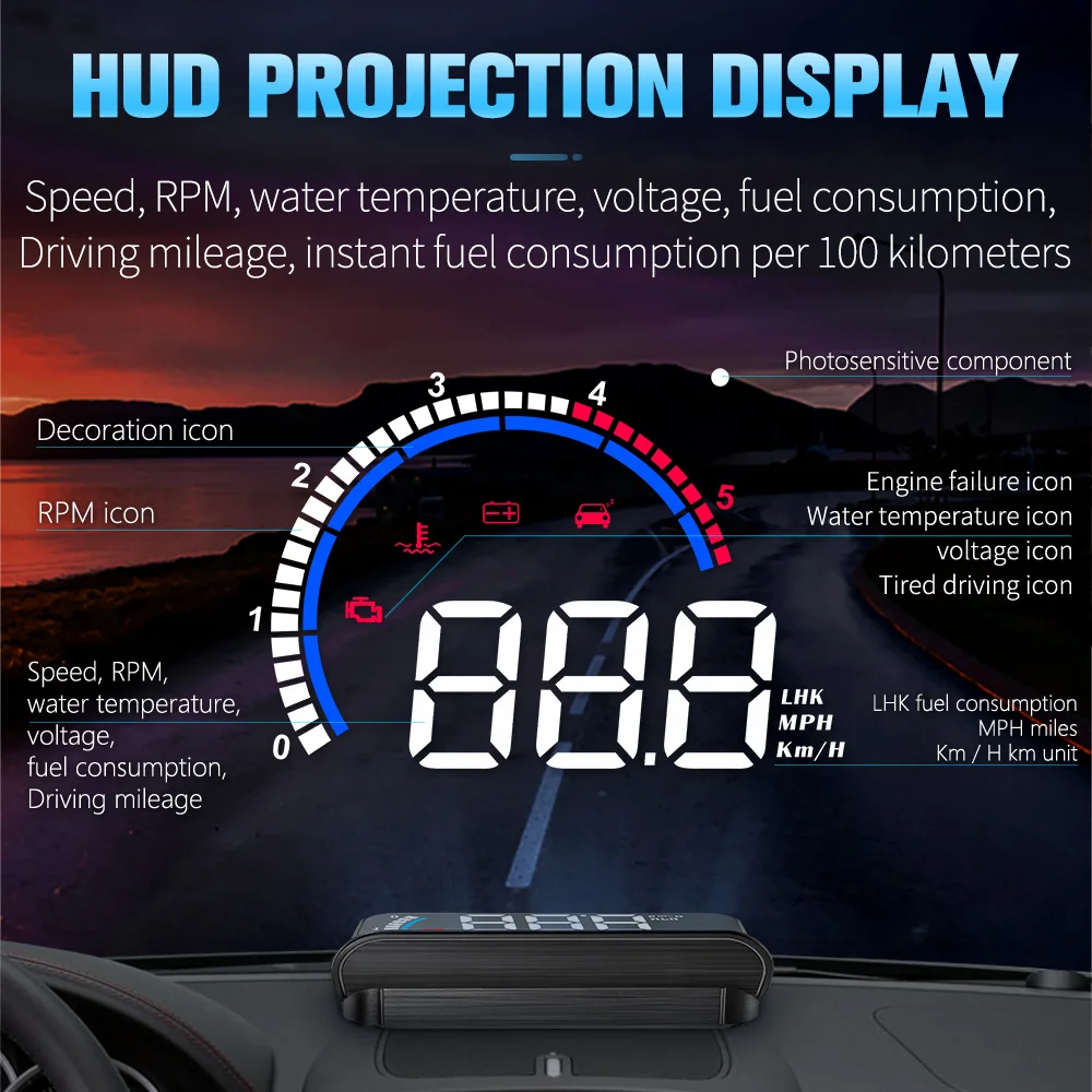 Дисплей на лобовое стекло OBD HUD M13 автомобильная электроника проектор скорости