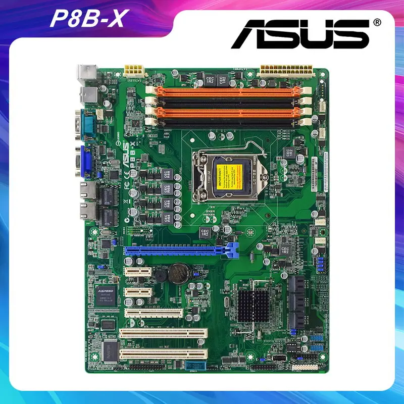 Материнская плата ASUS P8B-X 1155 DDR3 32 Гб Поддержка ECC Kit Xeon E3 1225 v2 Core i3 3220 CPU Intel C202 PCI-E x16 X8 |