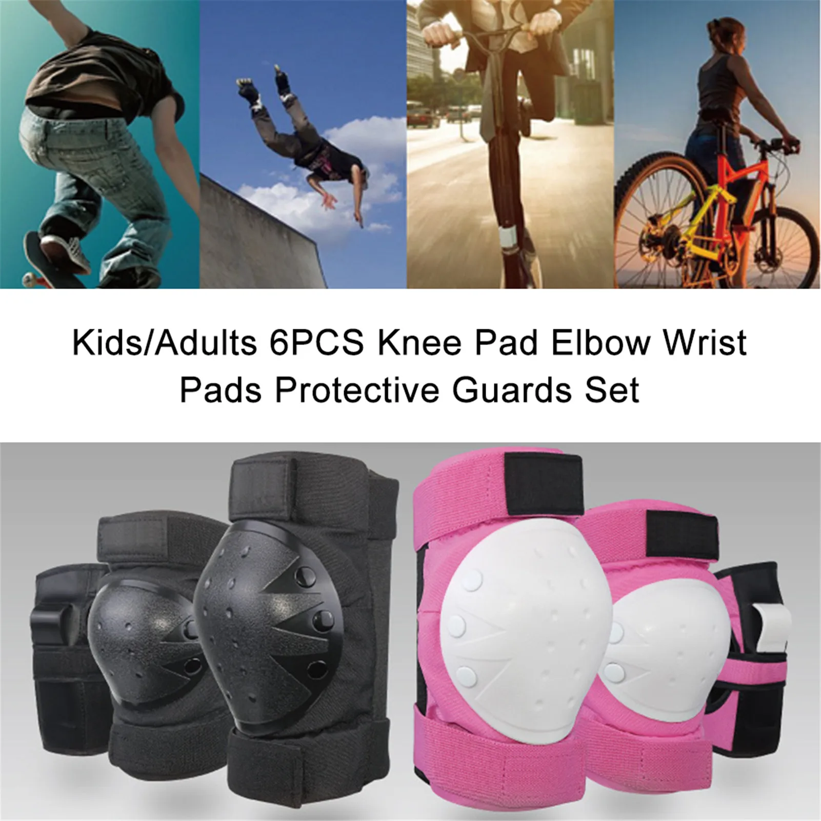 

6 pieces/set of knee pads, wrist pads, adult and child protection equipment, sports skating protective gear#W